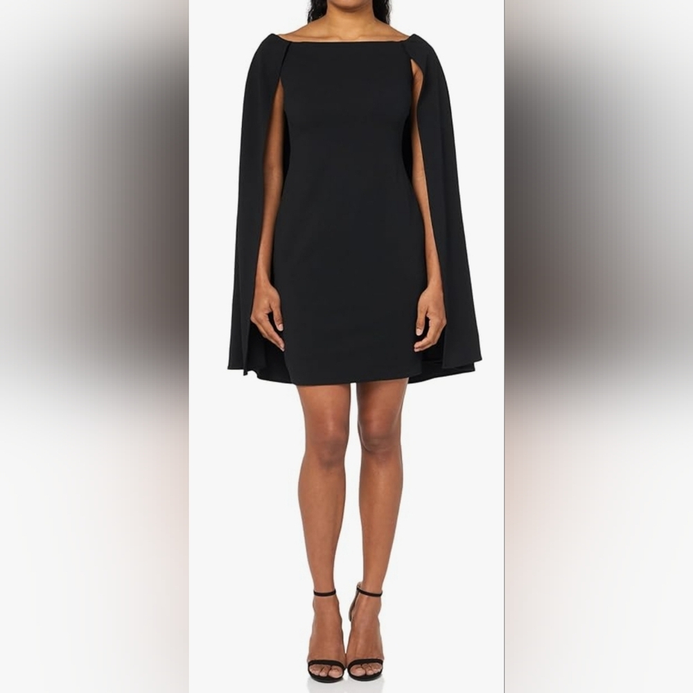 Adrianna Papell Cape Sheath Dress, Black.